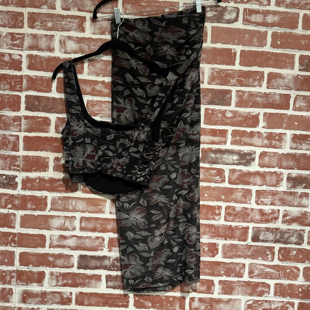 Free People Galaxy Floral Mesh Set Top & Maxi Skirt XS Skirt Medium Top